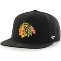 cappellino-piatto-nero-snapback-dei-chicago-blackhawks-nhl-captain-di-47-brand