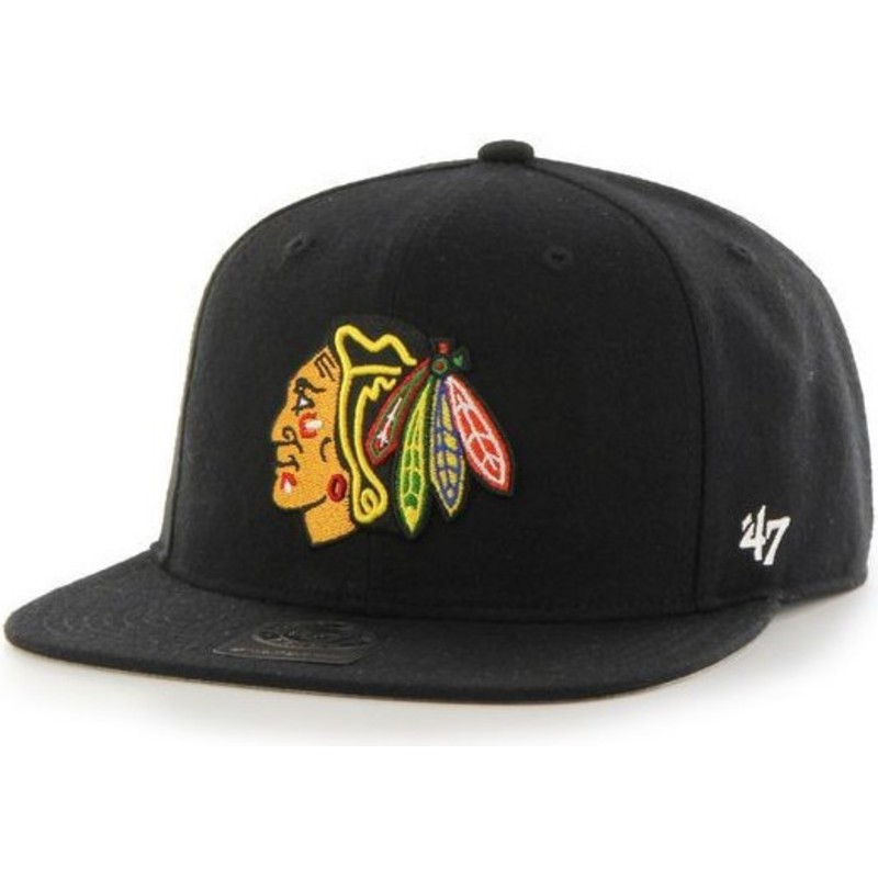 47-brand-flat-brim-chicago-blackhawks-nhl-captain-snapback-cap-schwarz-