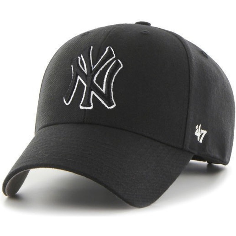 Cappellino visiera curva nero snapback con logo bianco e nero di New York  Yankees MLB MVP di 47 Brand: Caphunters.ch
