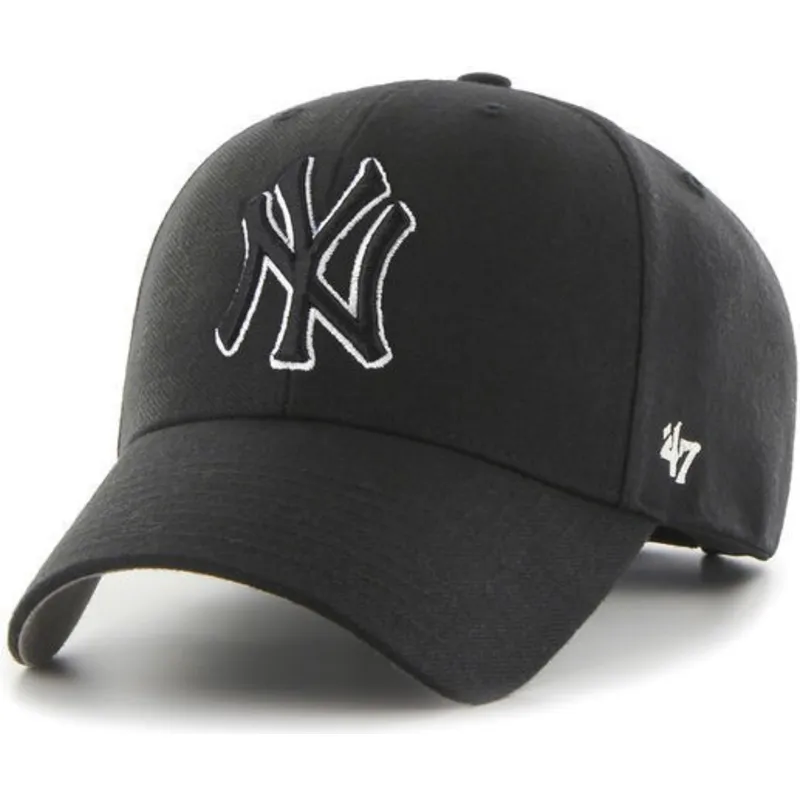 sort-buet-snapback-kasket-med-sort-og-hvidt-new-york-yankees-logo-mlb-mvp-fra-47-brand