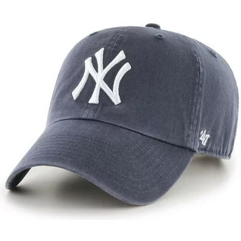 47 Brand Curved Brim New York Yankees MLB Clean Up Denim Cap grau