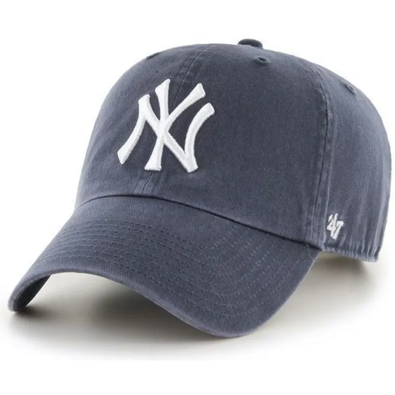 cappellino-curva-grigio-denim-di-new-york-yankees-mlb-clean-up-di-47-brand