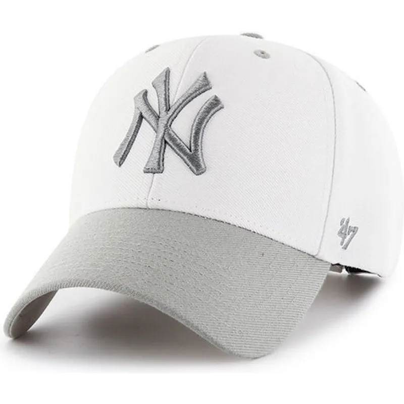 cappelli-curva-bianco-cinghia-regolabile-dei-new-york-yankees-mlb-di-47-brand