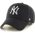 cappellino-curvo-nero-con-logo-argento-new-york-yankees-mlb-mvp-metallic-di-47-brand