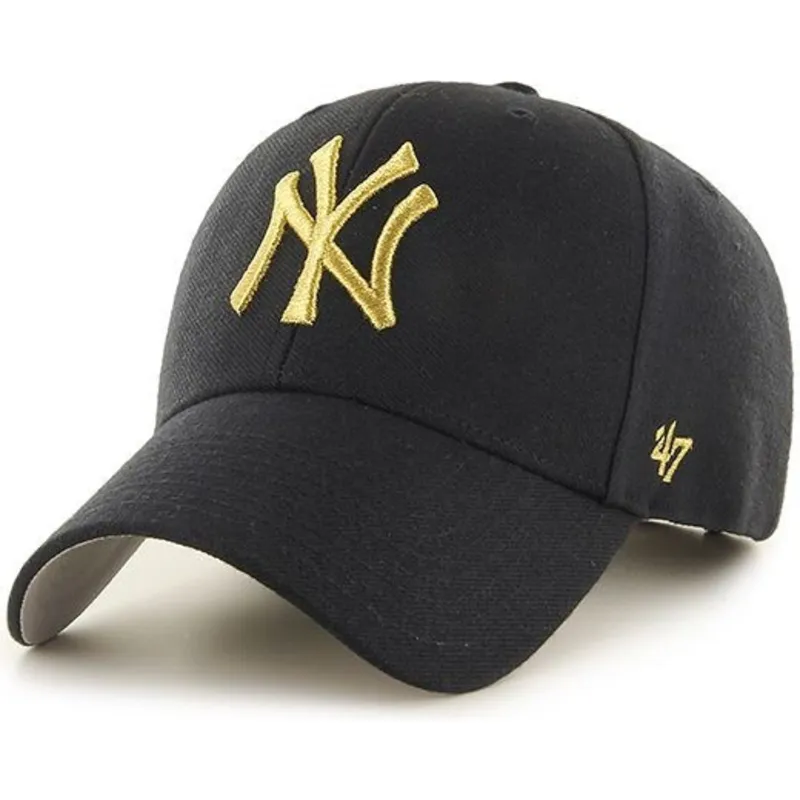 cappelli-curva-nero-cinghia-regolabile-oro-dei-new-york-yankees-mlb-di-47-brand