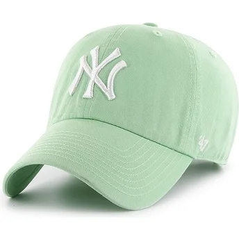 47 Brand Curved Brim New York Yankees MLB Clean Up Light Green Cap