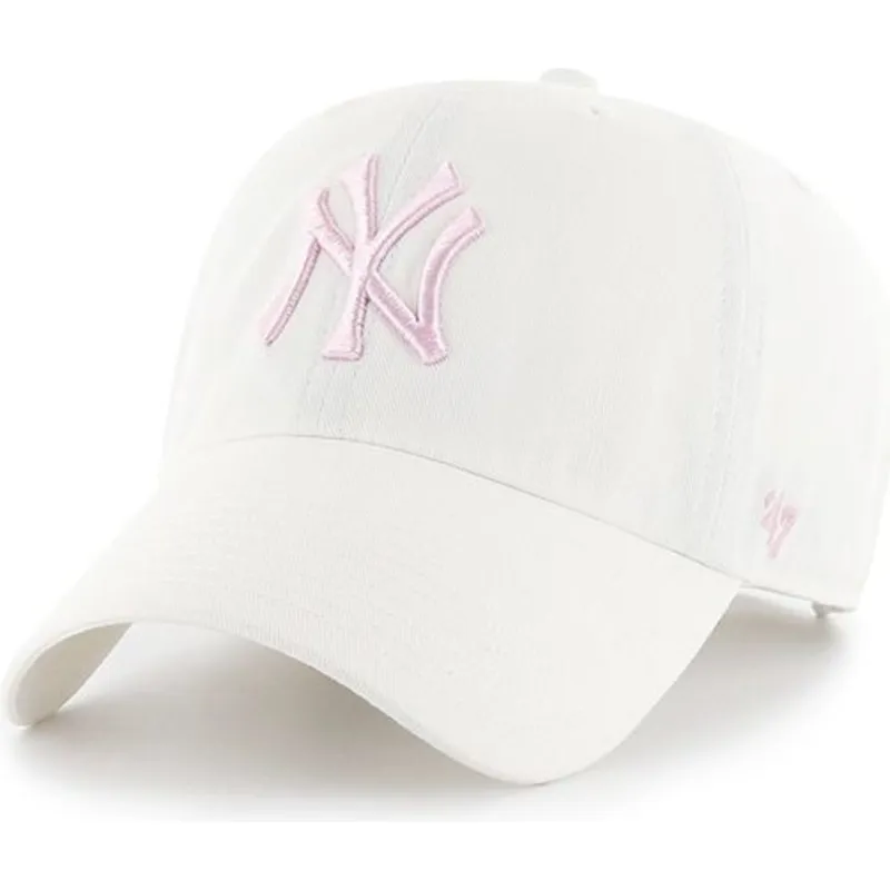 mutzen-gebogen-weiss-verstellbares-band-rosa-der-new-york-yankees-mlb-von-47-brand