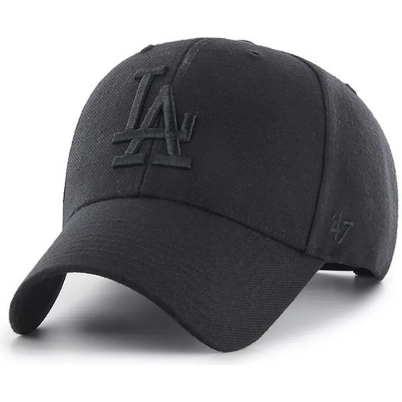 sort-curved-snapback-kasket-med-sort-los-angeles-dodgers-mlb-mvp-logo-fra-47-brand