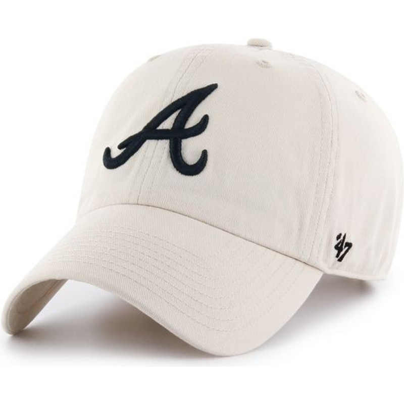 47-brand-curved-brim-atlanta-braves-mlb-clean-up-cap-beige