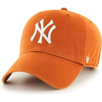 47 Brand Curved Brim New York Yankees MLB Clean Up Orange Cap