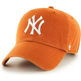 Cappellino visiera curva arancione di New York Yankees MLB Clean Up di 47 Brand