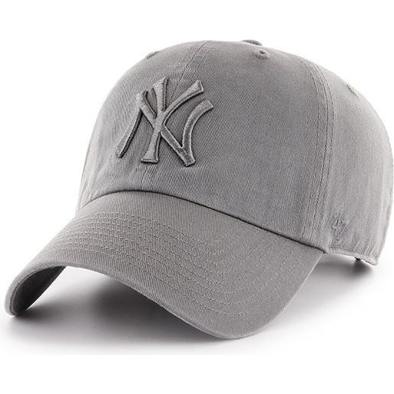 47-brand-curved-brim-graues-logo-new-york-yankees-mlb-clean-up-cap-grau