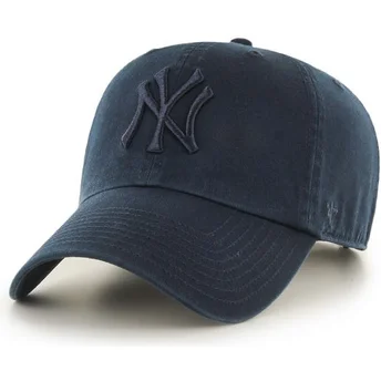 Granatowa czapka z zakrzywionym daszkiem z granatowym logo New York Yankees MLB Clean Up od 47 Brand