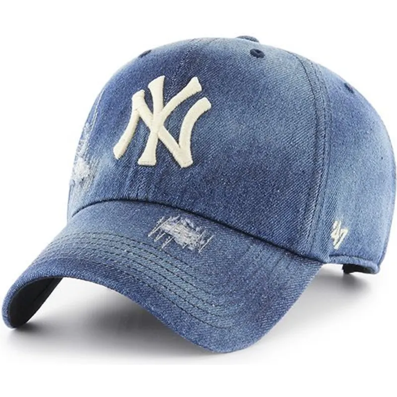cappellino-curvo-blu-navy-denim-dei-new-york-yankees-mlb-clean-up-loughlin-di-47-brand