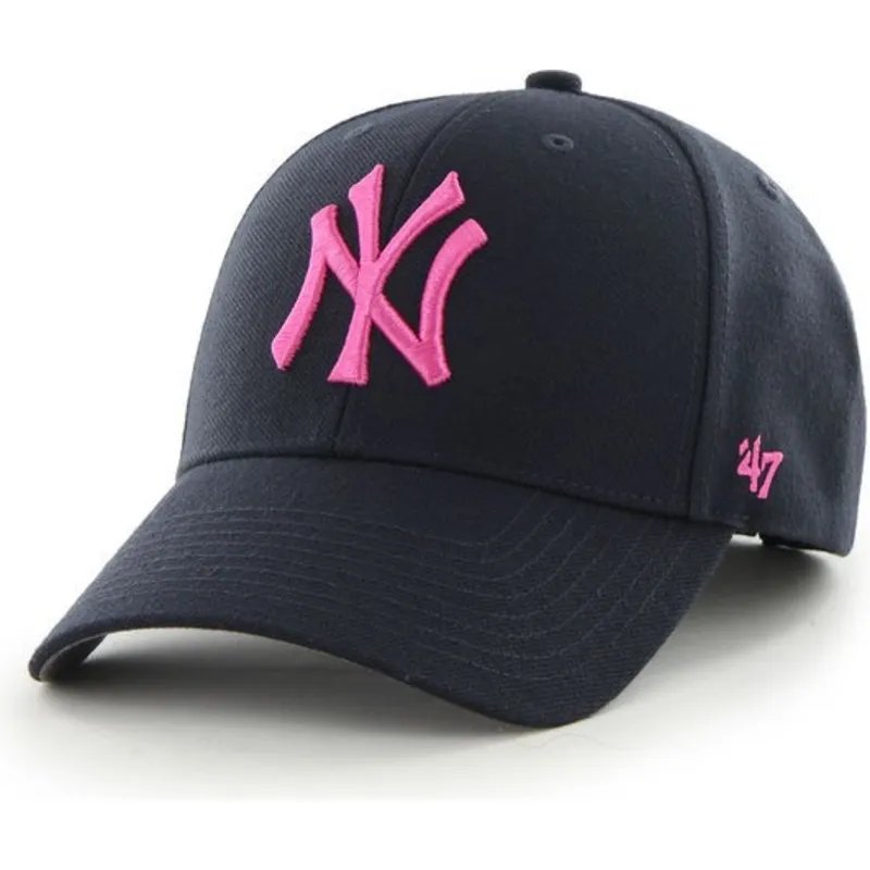 cappelli-curva-blu-marino-cinghia-regolabile-rosa-dei-new-york-yankees-mlb-di-47-brand