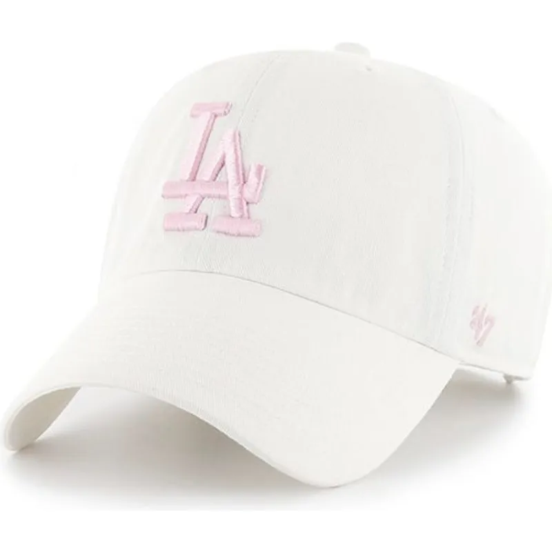 cappelli-curva-bianco-cinghia-regolabile-rosa-dei-los-angeles-dodgers-mlb-di-47-brand