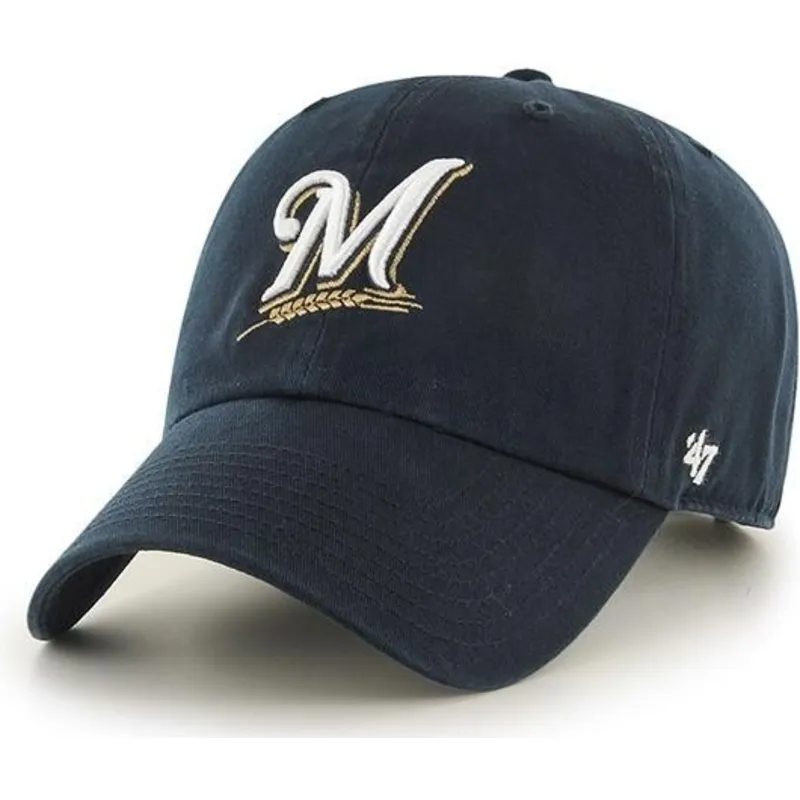 cappelli-curva-blu-marino-cinghia-regolabile-dei-milwaukee-brewers-mlb-di-47-brand