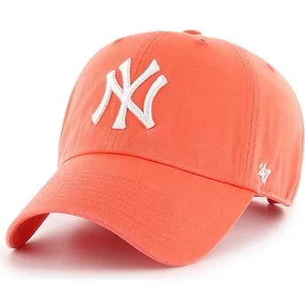 Gorra curva naranja pomelo de New York Yankees MLB Clean Up de 47 Brand