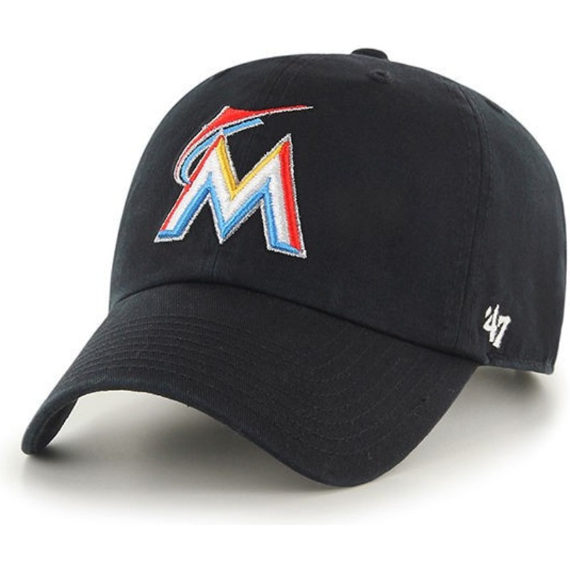 47-brand-curved-brim-miami-marlins-mlb-clean-up-cap-schwarz