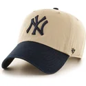 cappellino-beige-con-visiera-nera-new-york-yankees-mlb-clean-up-di-47-brand