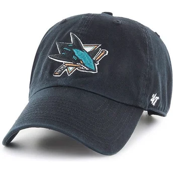 Gorra curva negra de San Jose Sharks NHL Clean Up de 47 Brand