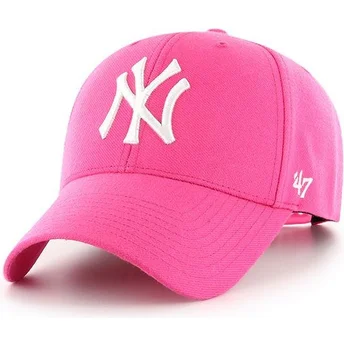 47 Brand Curved Brim New York Yankees MLB MVP Magenta Pink Snapback Cap