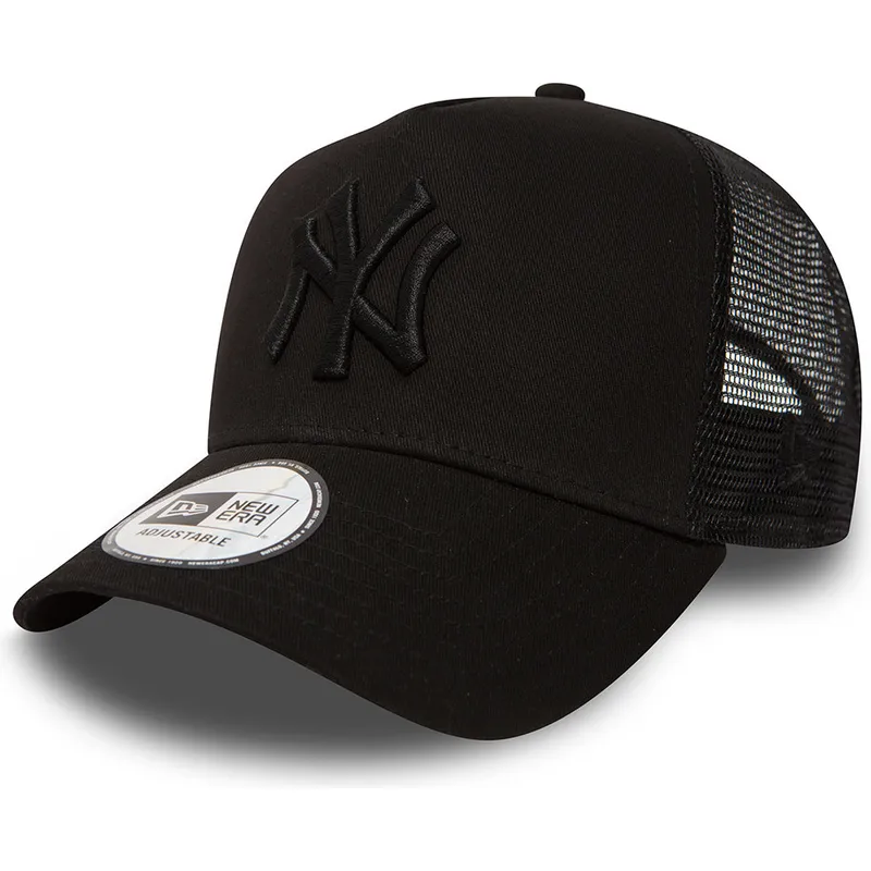 cappello-trucker-nero-con-logo-nero-clean-a-frame-dei-new-york-yankees-mlb-di-new-era