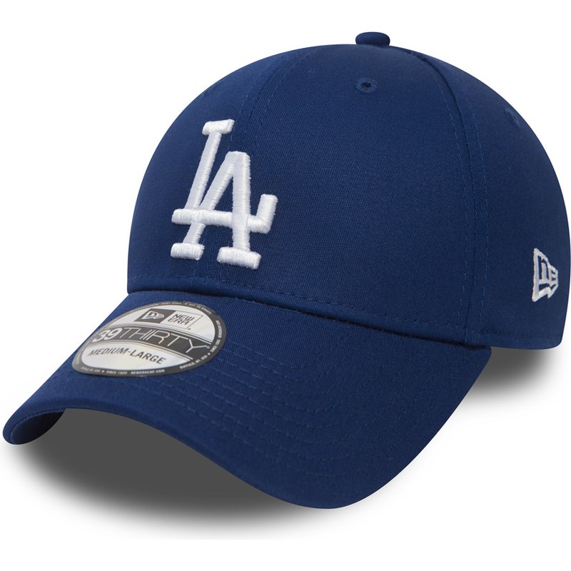 new-era-curved-brim-39thirty-essential-los-angeles-dodgers-mlb-fitted-cap-blau