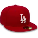cappello-piatto-rosso-aderente-59fifty-essential-dei-los-angeles-dodgers-mlb-di-new-era