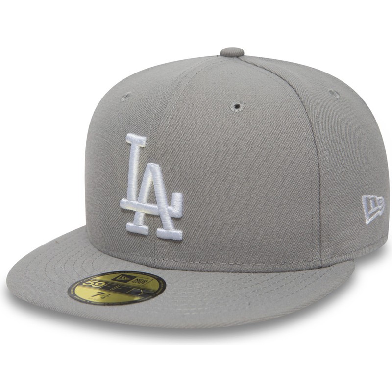 new-era-flat-brim-59fifty-essential-los-angeles-dodgers-mlb-fitted-cap-grau