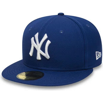 cappellino-visiera-piatta-blu-aderente-59fifty-essential-di-new-york-yankees-mlb-di-new-era