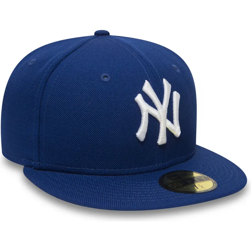 berretto-piatto-blu-chiuso-59fifty-essential-dei-new-york-yankees-mlb-di-new-era