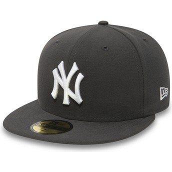 New Era Flat Brim 59FIFTY Essential New York Yankees MLB Stone Fitted Cap grau