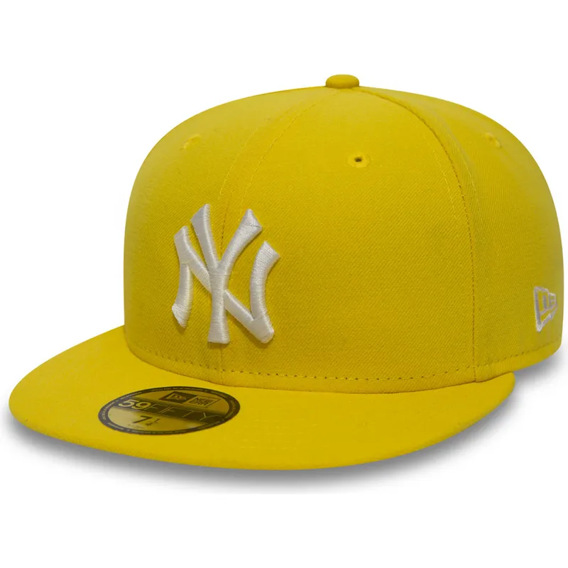 cappelli-piatta-giallo-regolato-59fifty-essential-dei-new-york-yankees-mlb-di-new-era