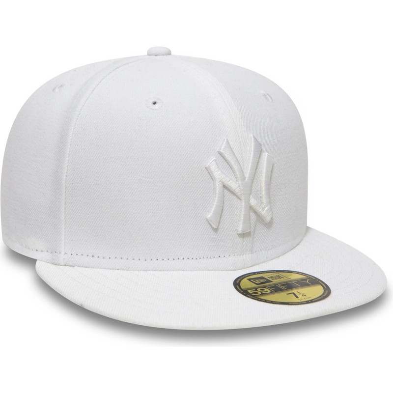 new-era-flat-brim-59fifty-white-on-white-new-york-yankees-mlb-fitted-cap-weiss
