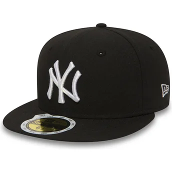 cappello-piatto-nero-aderente-per-bambino-59fifty-essential-dei-new-york-yankees-mlb-di-new-era