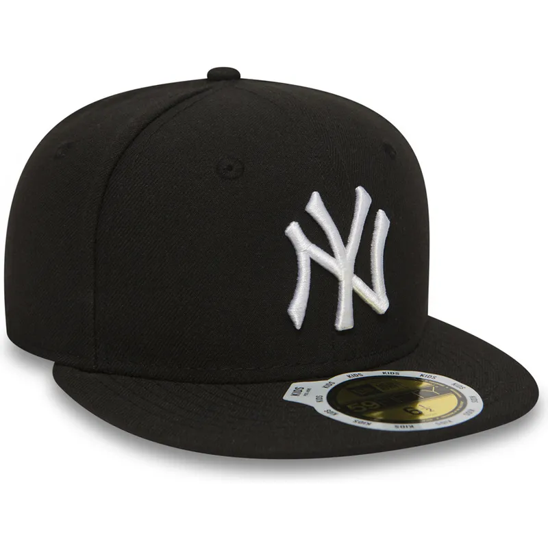 mutzen-flach-schwarz-angepasst-fur-kinder-59fifty-essential-der-new-york-yankees-mlb-von-new-era