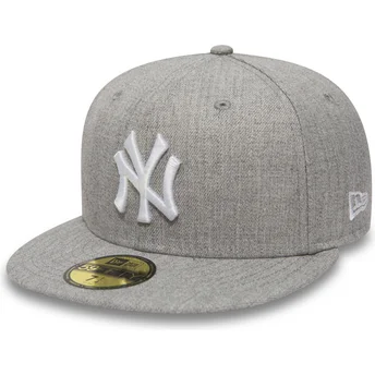 cappello-piatto-grigio-chiuso-59fifty-essential-dei-new-york-yankees-mlb-di-new-era