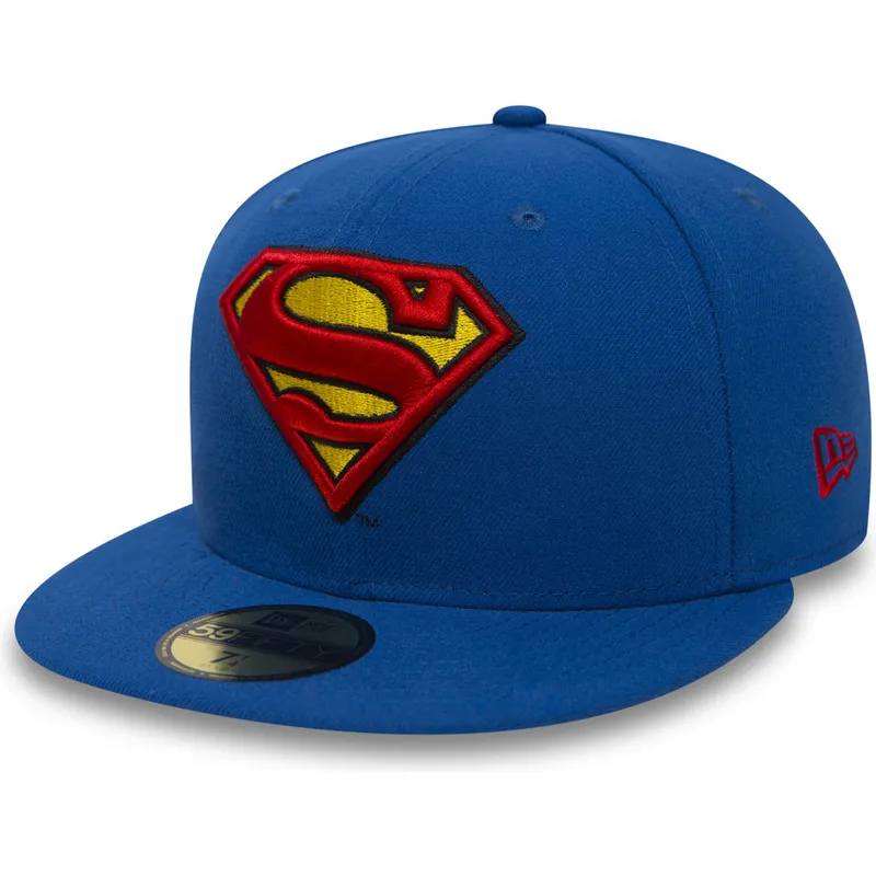 cappello-piatto-blu-chiuso-59fifty-superman-character-essential-warner-bros-di-new-era