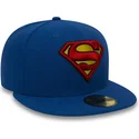 cappello-piatto-blu-chiuso-59fifty-superman-character-essential-warner-bros-di-new-era
