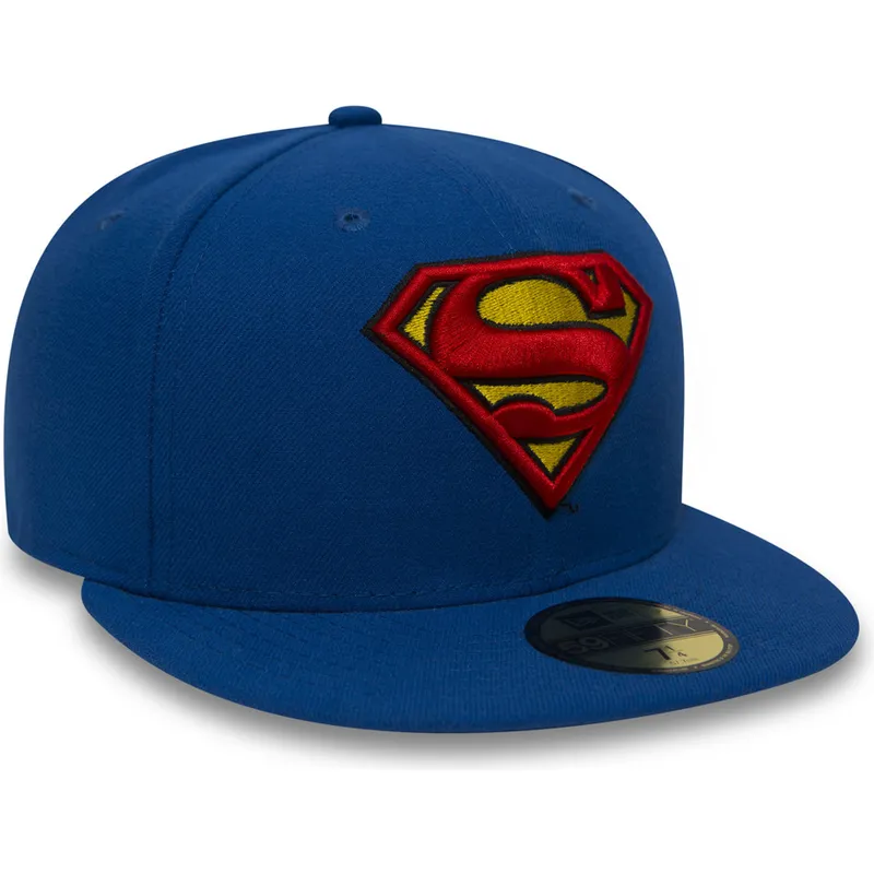 cappello-piatto-blu-chiuso-59fifty-superman-character-essential-warner-bros-di-new-era
