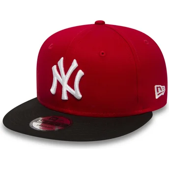 cappello-piatto-rosso-regolabile-9fifty-cotton-block-dei-new-york-yankees-mlb-di-new-era
