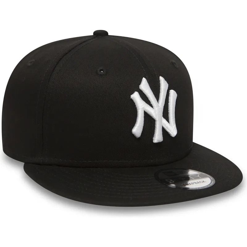 schwarze-verstellbare-9fifty-flatcap-white-on-black-der-new-york-yankees-mlb-von-new-era