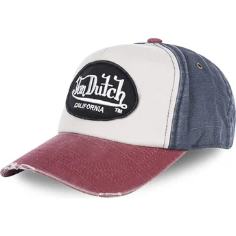 Gorra curva blanca, azul y roja ajustable JACKBWR de Von Dutch