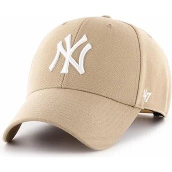 Wyginięta czapka beige snapback New York Yankees MLB MVP 47 Brand