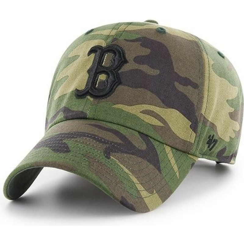 47-brand-curved-brim-schwarzes-logo-boston-red-sox-mlb-clean-up-unwashed-cap-camo