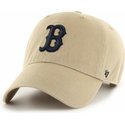 47-brand-curved-brim-schwarzes-logo-boston-red-sox-mlb-clean-up-cap-beige