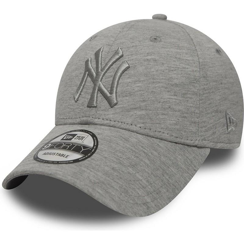 new-era-curved-brim-graues-logo-9forty-essential-new-york-yankees-mlb-adjustable-cap-grau