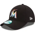 mutzen-gebogen-schwarz-verstellbares-band-9forty-the-league-der-miami-marlins-mlb-von-new-era