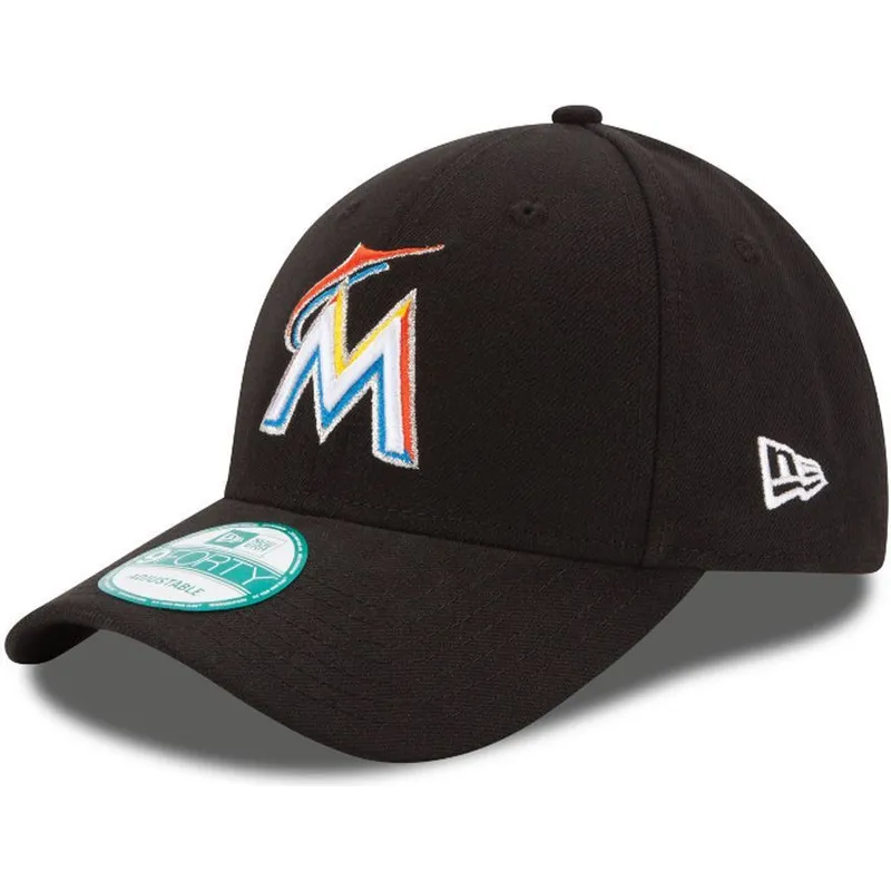 mutzen-gebogen-schwarz-verstellbares-band-9forty-the-league-der-miami-marlins-mlb-von-new-era
